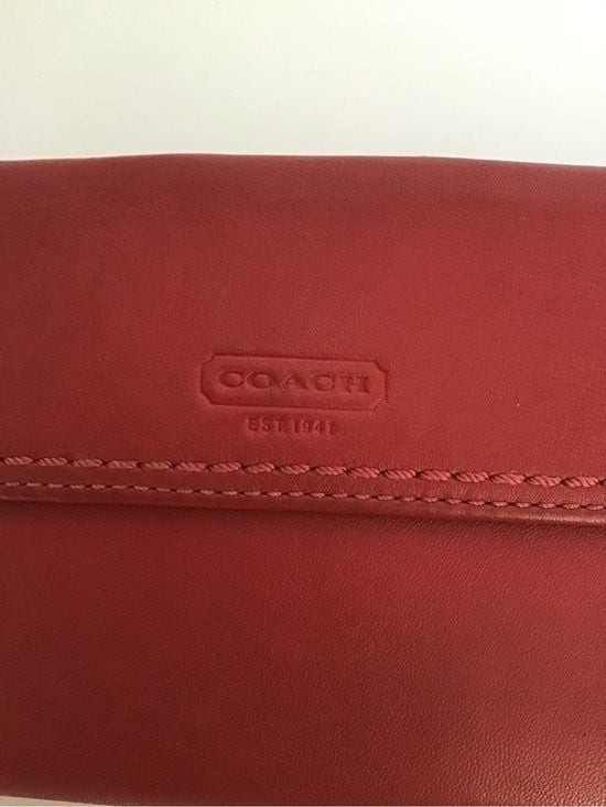 Coach Legacy Leather Turnlock Checkbook Wallet Red Long Bifold Wallet