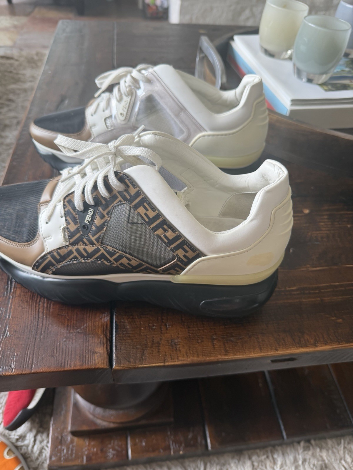 Authentic Fendi FF Logo Jacquard Low Top Sneakers Men’s US 11.5 7E1217 Italy