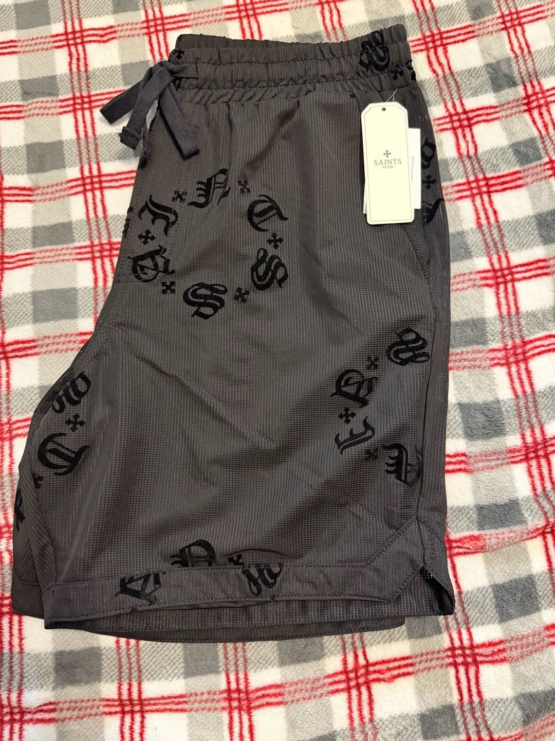 Saints Studio Men’s Gothic Monogram Mesh Shorts