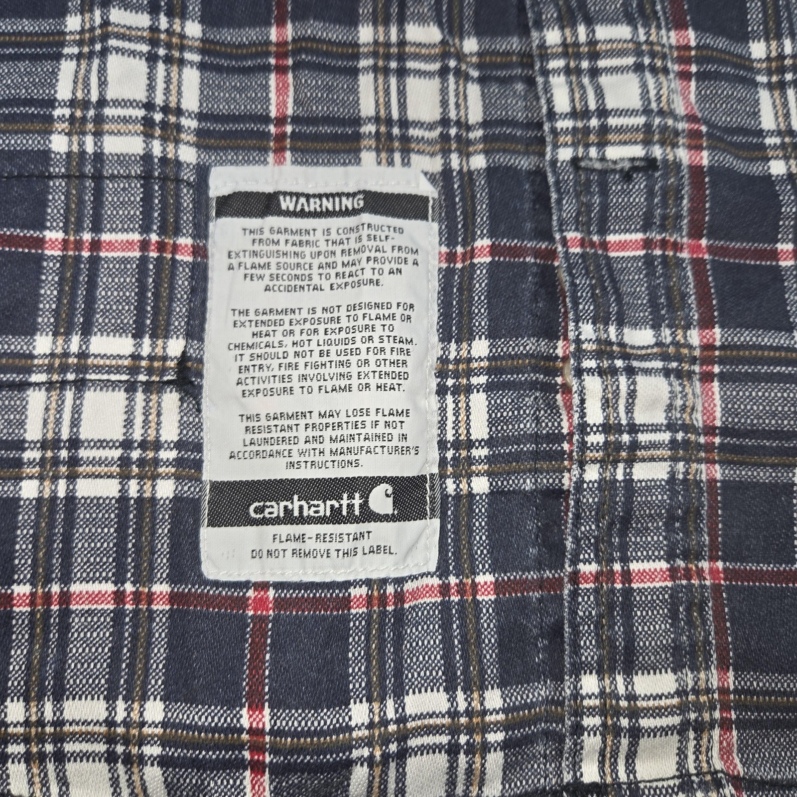 Carhartt Shirt Mens Large Blue Plaid FR Flame Resistant Workwear NFPA 2112