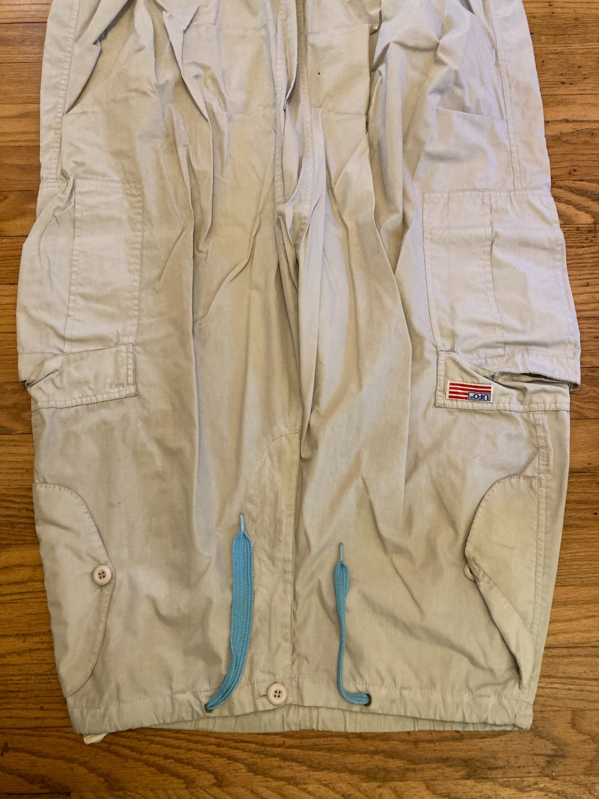 UFO Parachute Pants Light Blue Drawstring M Vintage 90s Cargo Y2K Rave Hip Hop