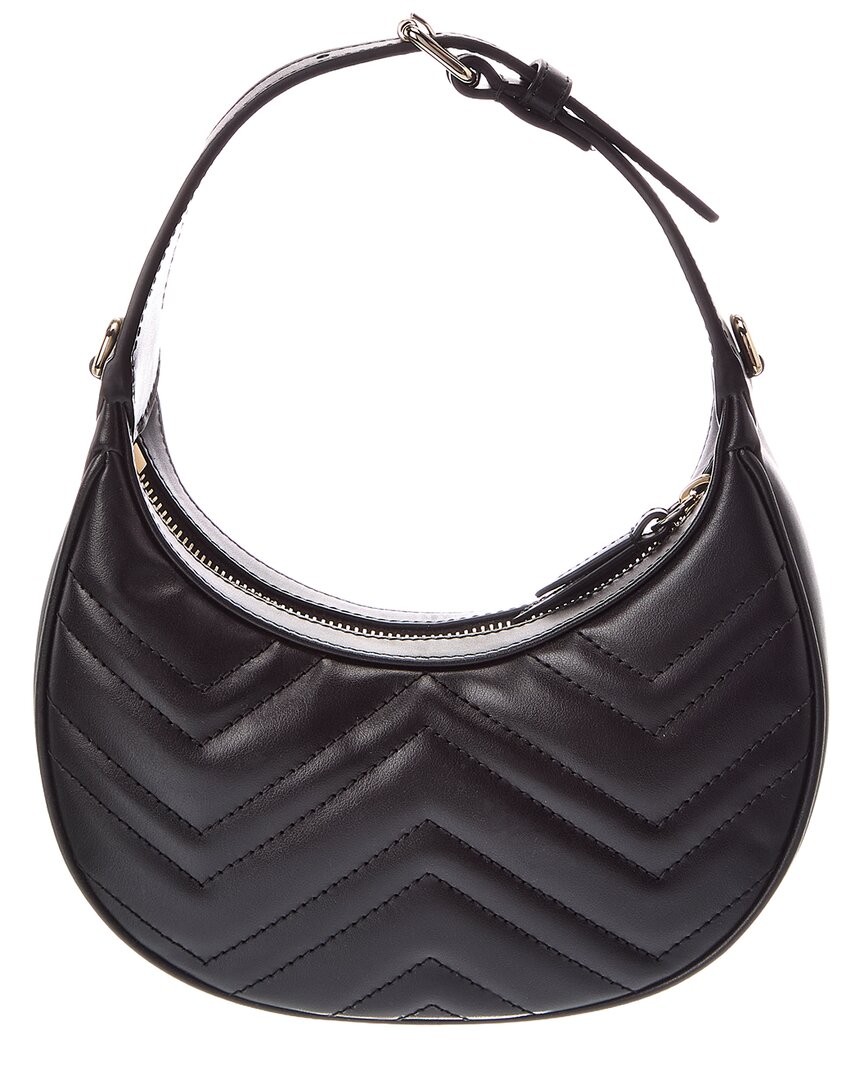 Gucci Gg Marmont Small Leather Hobo Bag Women’s Black