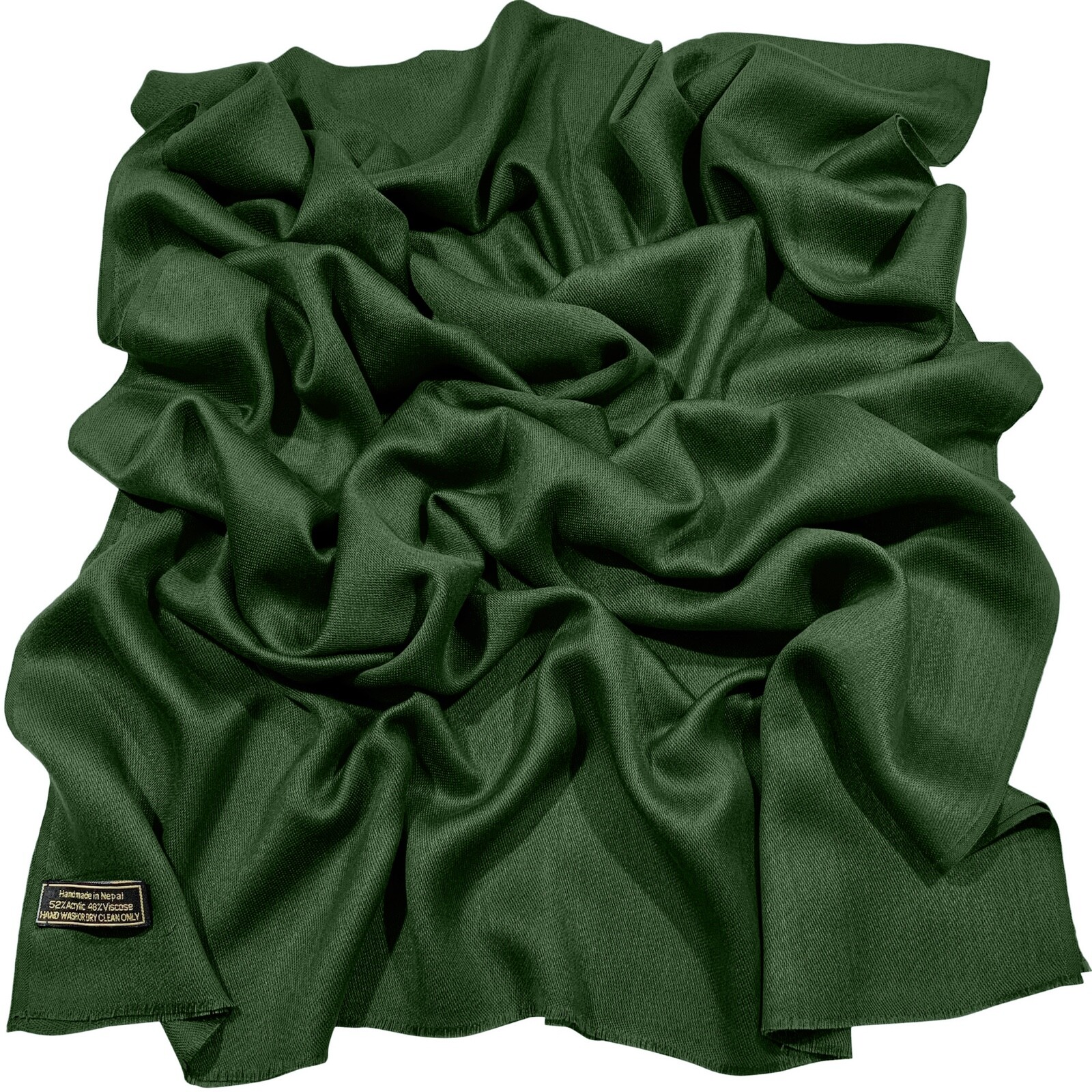 Dark Green Solid Color Nepalese Fringe Shawl Scarf Stole Pashmina CJ Apparel NEW