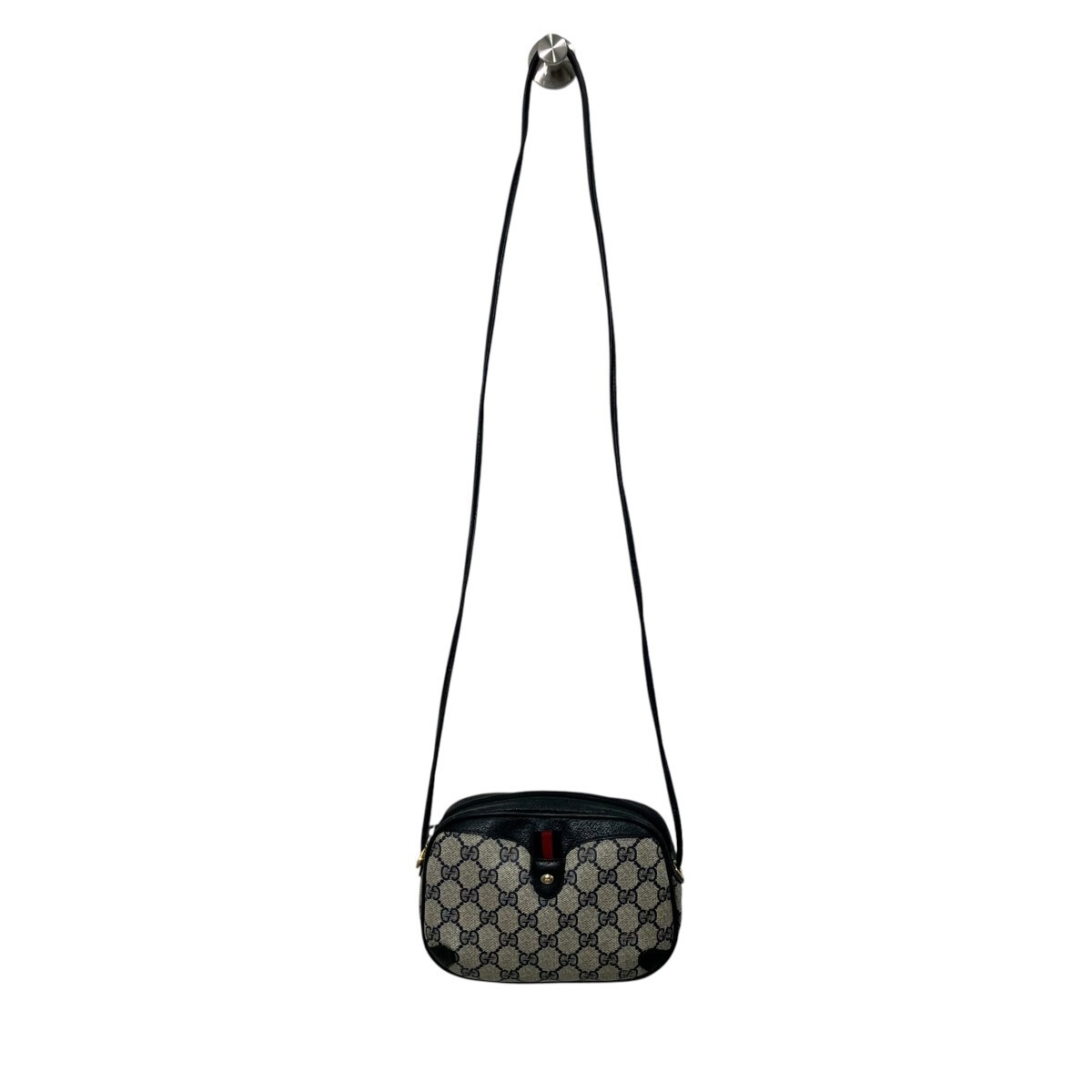 Gucci GG Supreme Navy PVC Shoulder Bag Women 110626 Auth