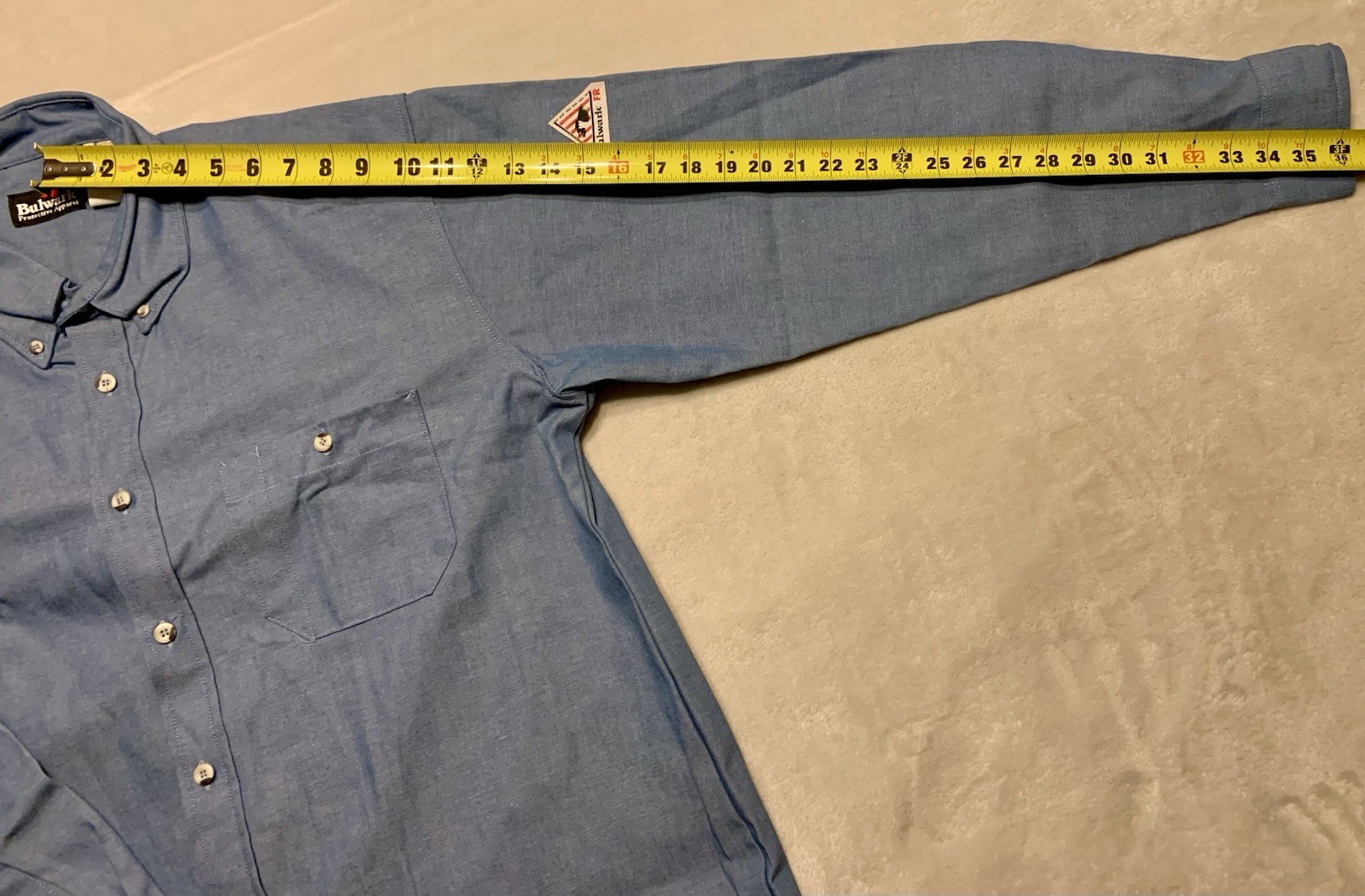 Bulwark Shirt Mens L Blue Solid Long Sleeve Button Up Flame Resistant FR