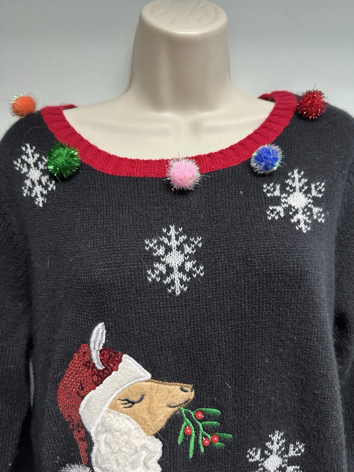 33 Degrees Women’s Sz Large Christmas Holiday Tunic Llama Ugly Sweater Party