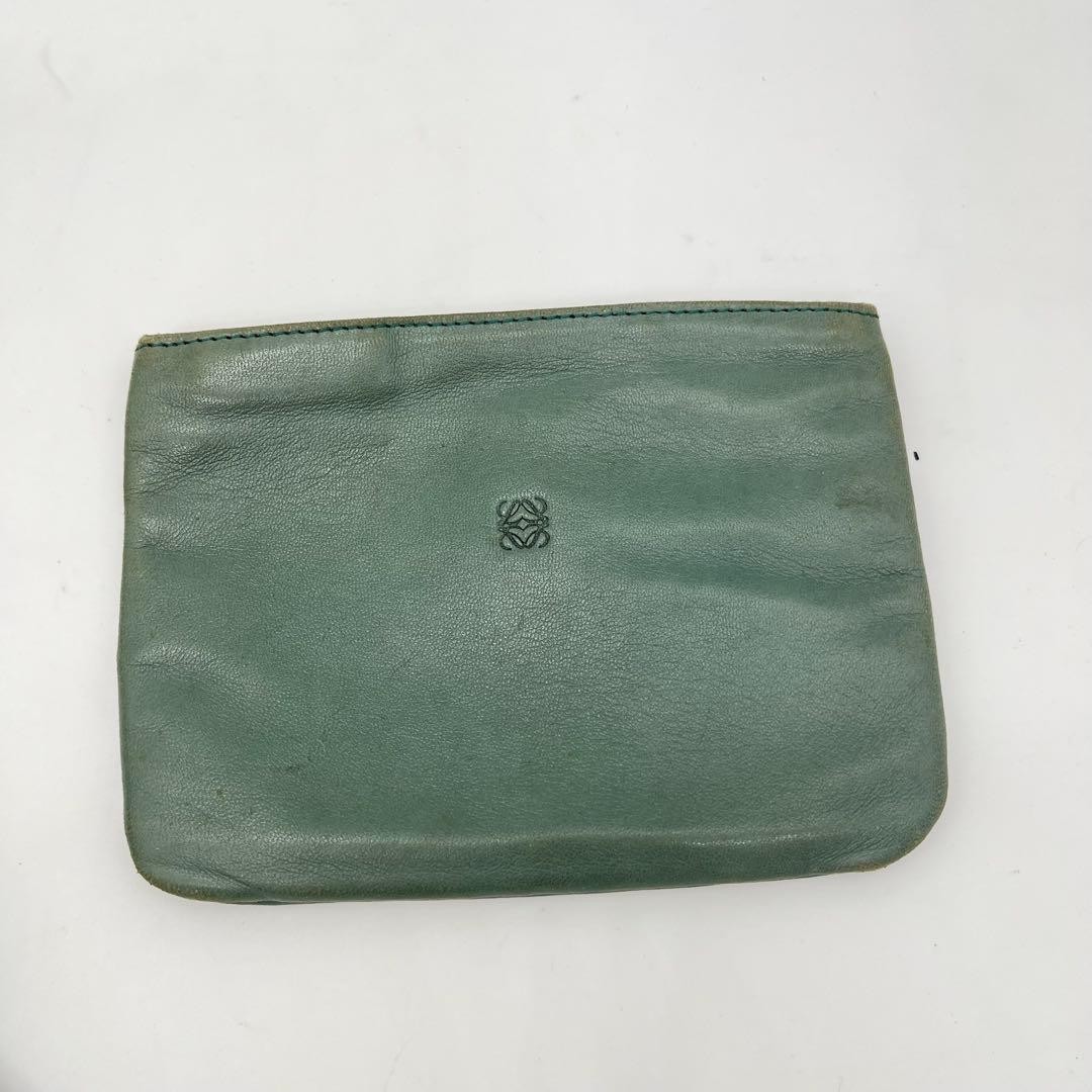 Loewe Anagram One-Shoulder Bag Green Embossed Logo Pouch Japan 069955