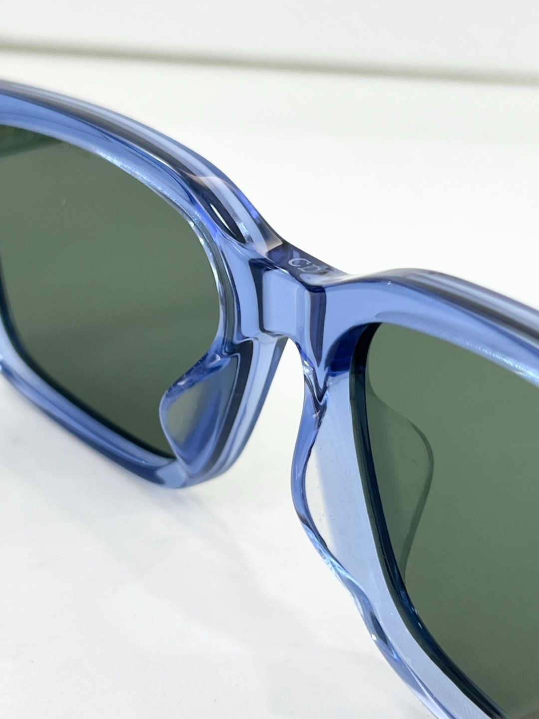 Dior Luxury Designer Square Sunglasses Transparent Blue Frame CD Logo Eyewear