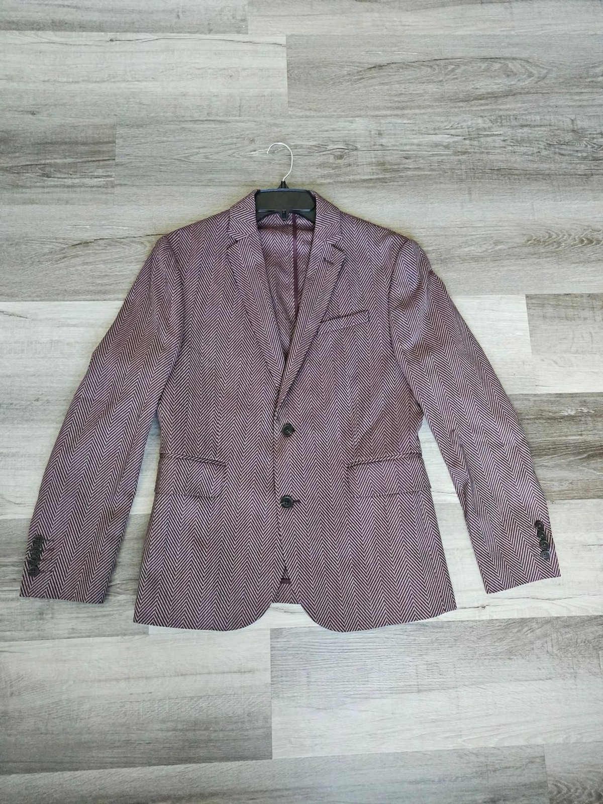 JF J.Ferrar Burgundy Herringbone Slim Fit Blazer Blazer Jacket – Size M (38/40S)