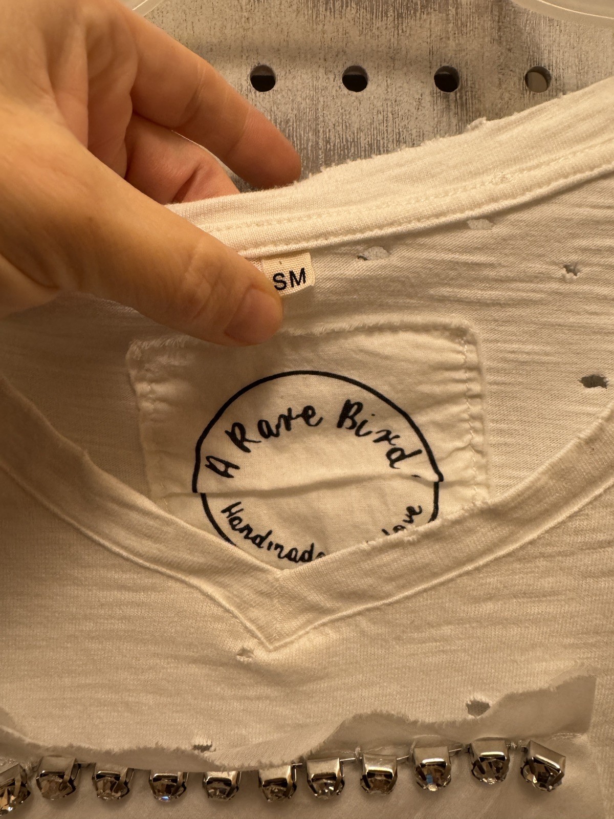 A Rare Bird Distressed Jeweled Tshirt Sz:S/M Hippie Bus