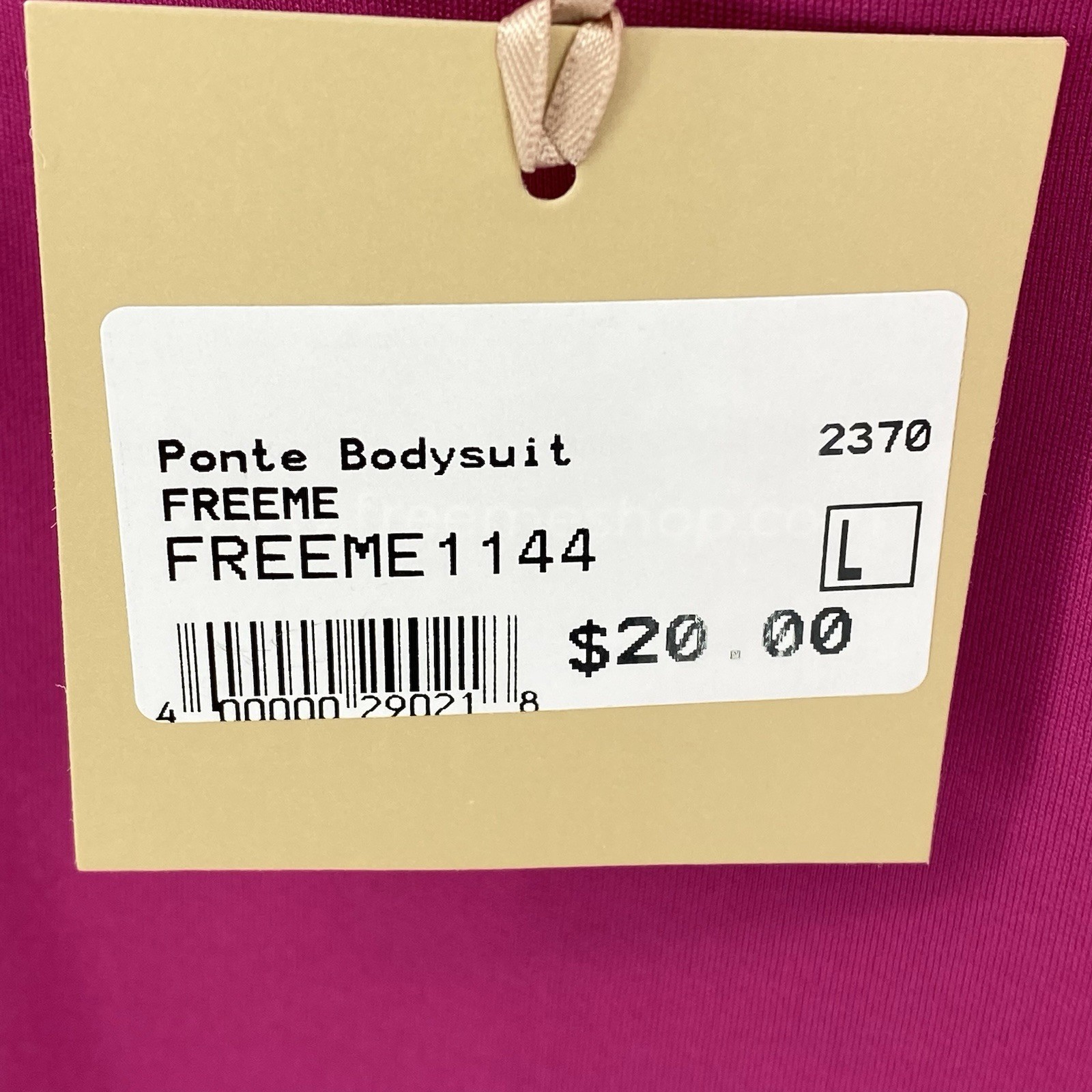 Freeme Ponte Pink Bodysuit Size Large Snaps Stretch U Shape Neckline NWT