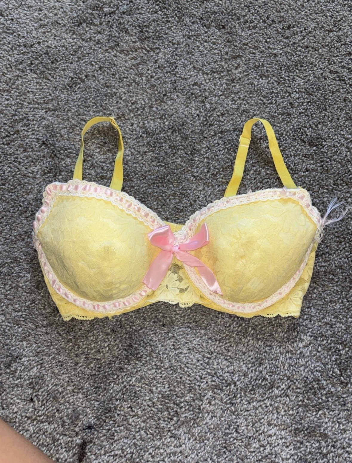 HOUSE BUNNY/ TRASHY LINGERIE Custom Inspired Yellow & Pink Lace Lingerie Set