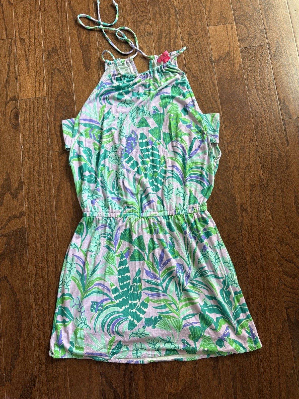 Lilly Pulitzer Women’s XS Green Purple White Floral Halter Shift Dress Lined