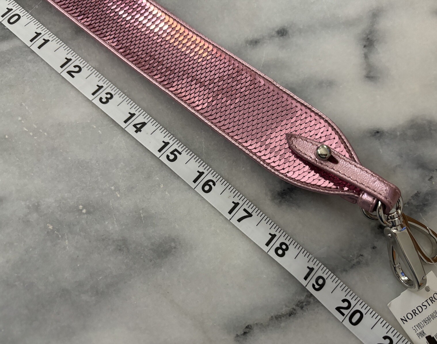 100% Authentic Miu Miu Sequin Bag Strap Pink 40 Inches Long