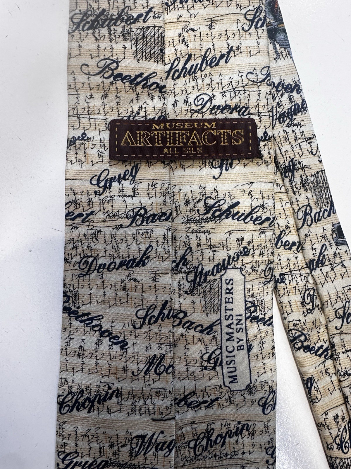 Museum Artifacts Necktie Tie 100% Silk Music Masters Composers Piano Bach Chopin