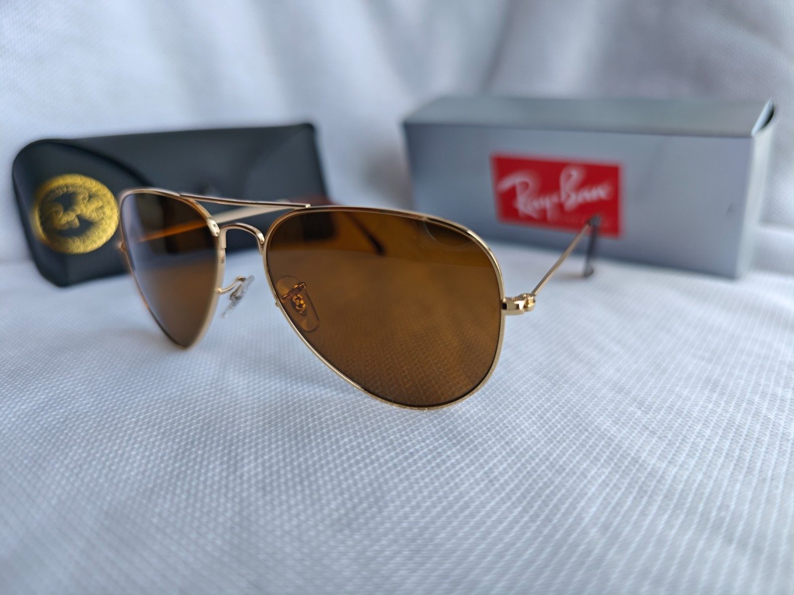 Ray Ban Aviator RB3025 Sunglasses 58mm Brown Lens/Gold Frame