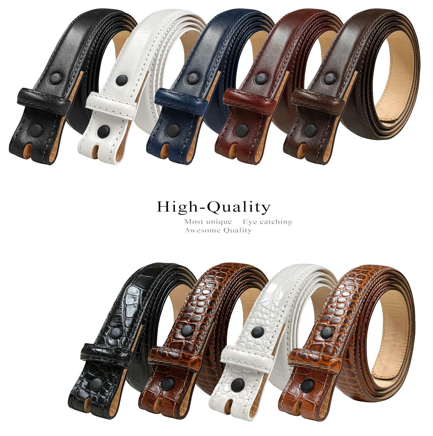 Italian Calfskin Genuine Leather Dress Belt Strap with Snaps 1″ (25mm) Wide