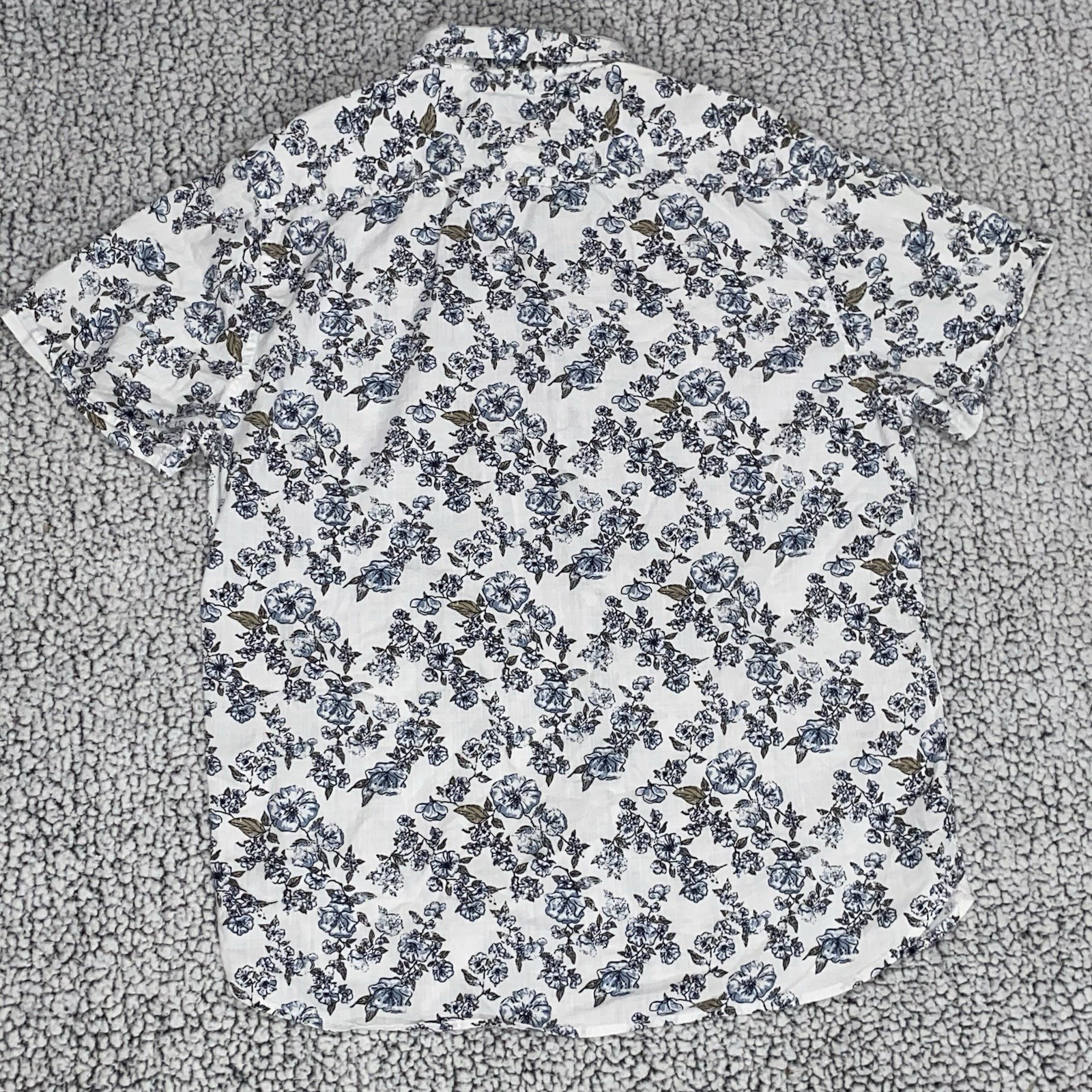 Cactus Man Ricky Singh Button Down Shirt Men’s L White Blue Floral Aloha Beach