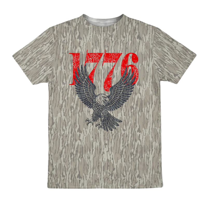 Camo 1776 Eagle USA T-shirt, Men’s Camouflage America Patriot Hunting Lovers Tee