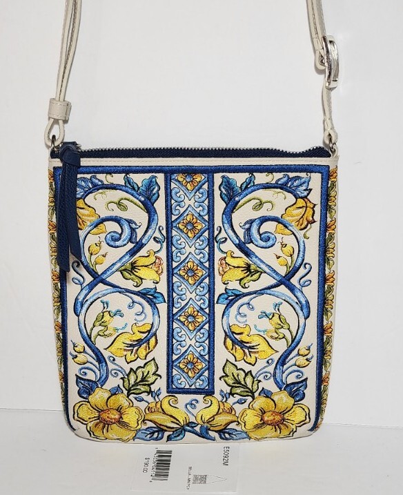 BRIGHTON BELLA LIMONE WHITE LEATHER 108,000 EMBROIDERED STITCHES CORSSBODY POUCH