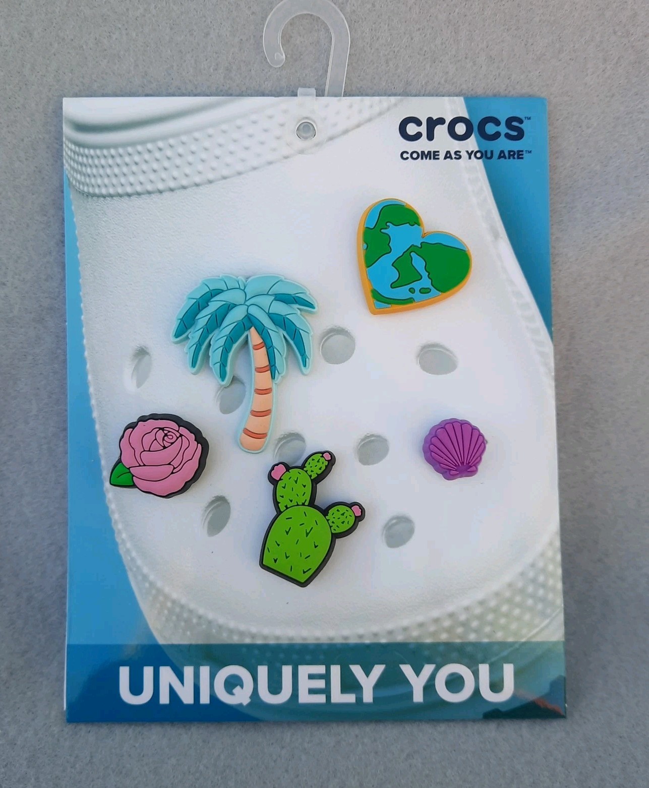 Crocs Jibbitz 5 Piece Shoe Charms NWT Palm Tree Cactus Rose Shell Heart Earth