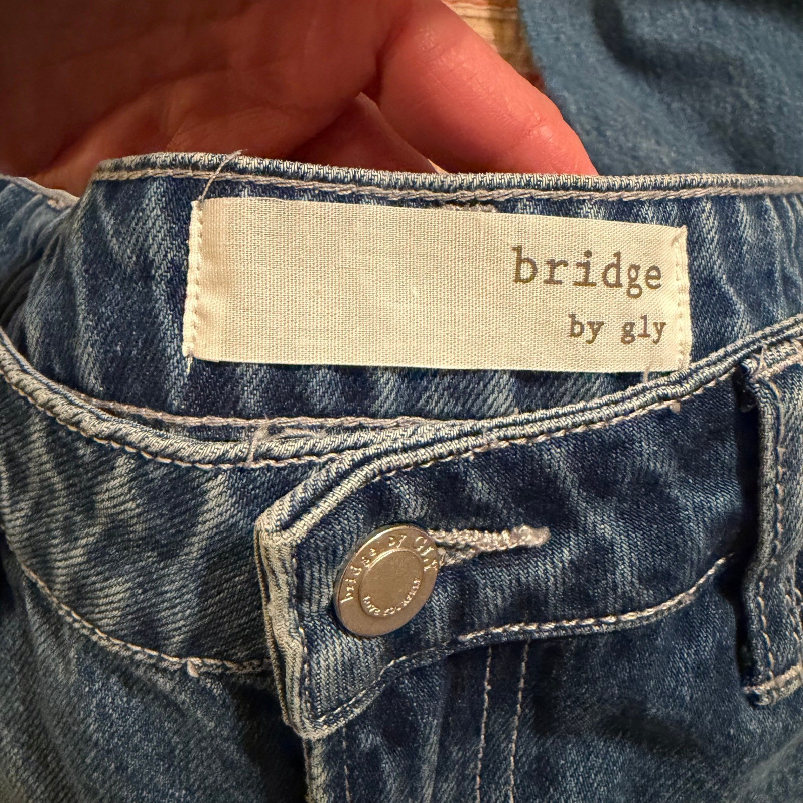 Bridge by Gly Mom Fit Jeans Distressed Ripped Blue Denim Size 28