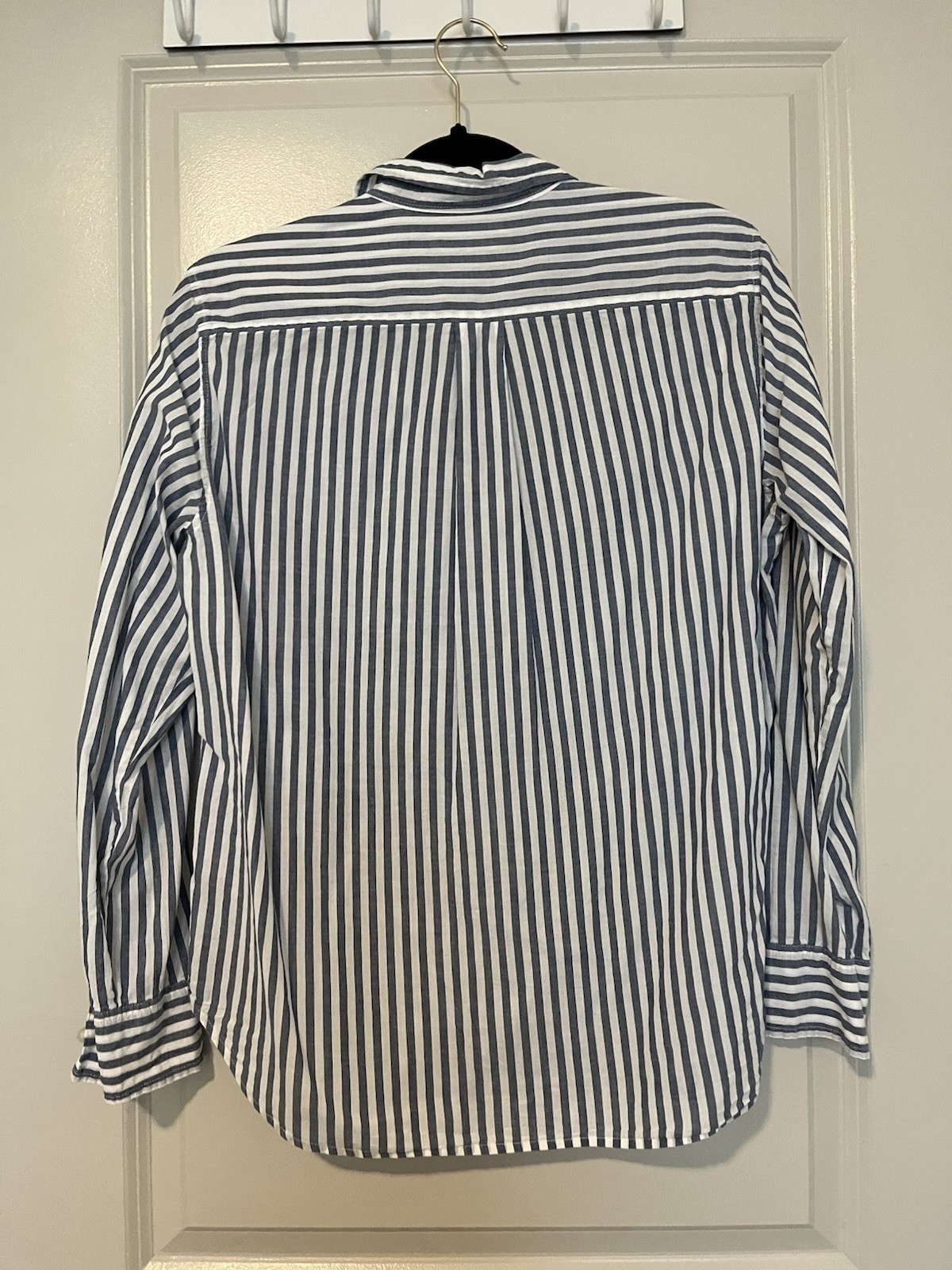 Everlane Womens Silky Cotton Relaxed Button Down Shirt Striped Green 6