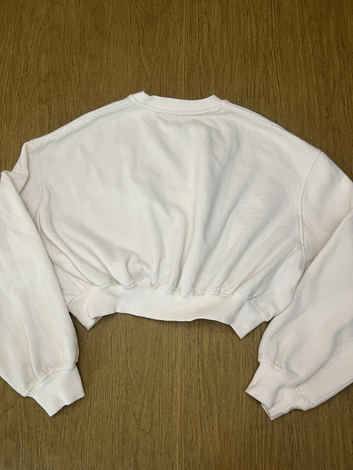 Zara Cream Cropped Fleece Lined Oversized Sweatshirt, Sz M