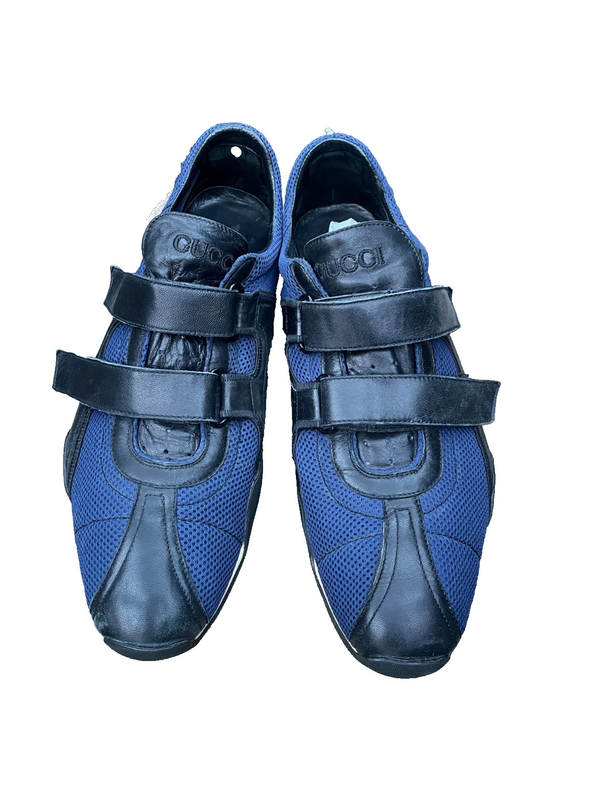 GUCCI Mesh and Leather Sneakers 11.5D strap closure