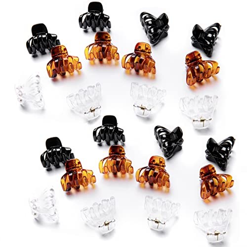 Small Hair Claw Clips – 24 Pcs Hair Clips: Mini 1.2 24 Pcs Black&Brown&White