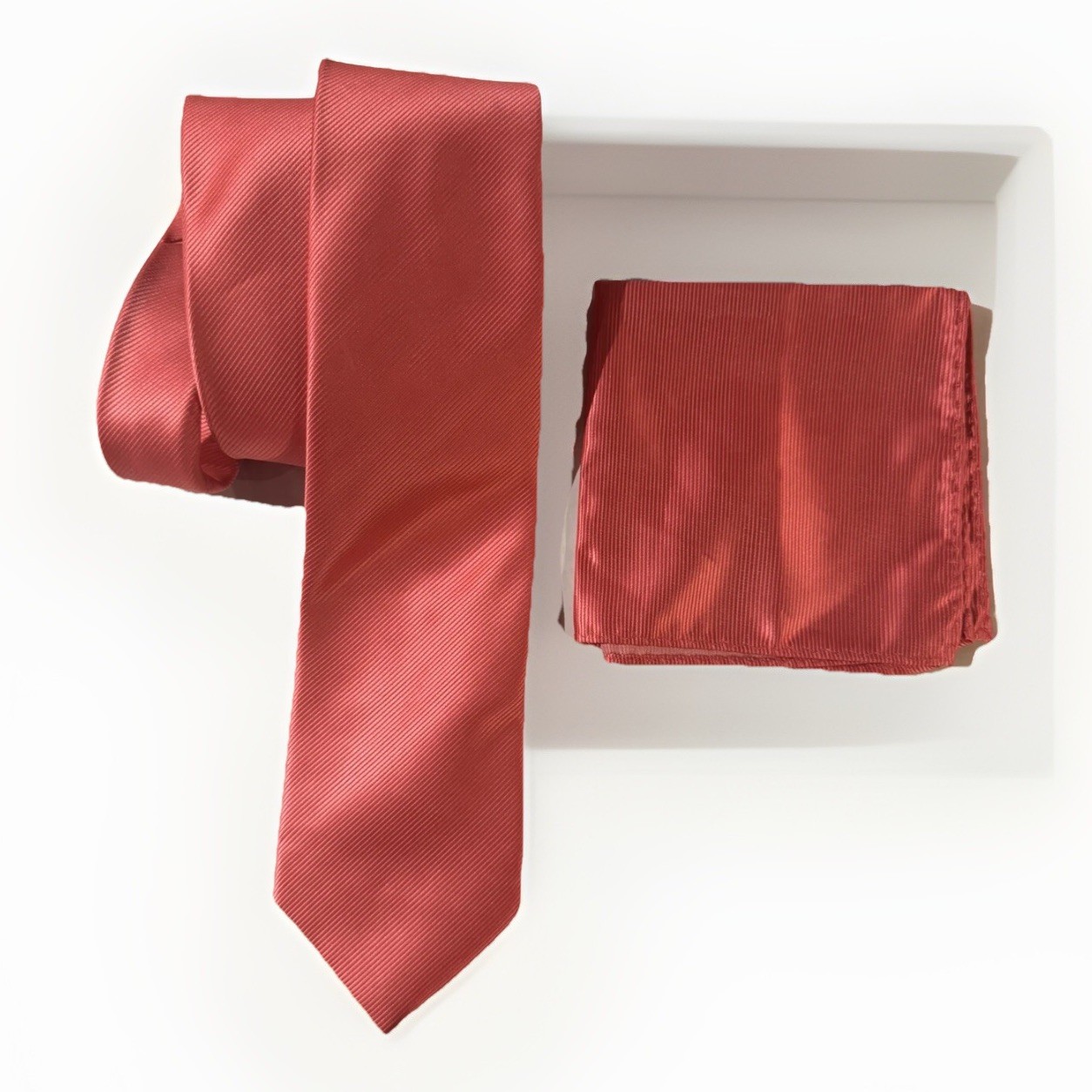 Uomo Venetto Men’s Repp Tie Matching Pocket Square Pink Hand Made Woven Necktie