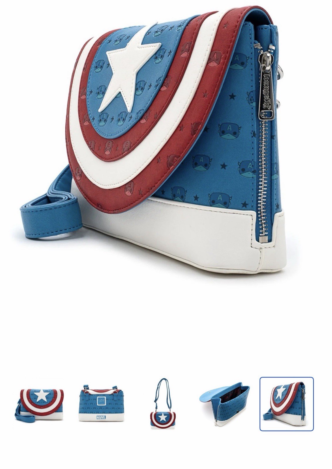 Loungefly X Marvel Funko Captain America Debossed Shield Crossbody Bag