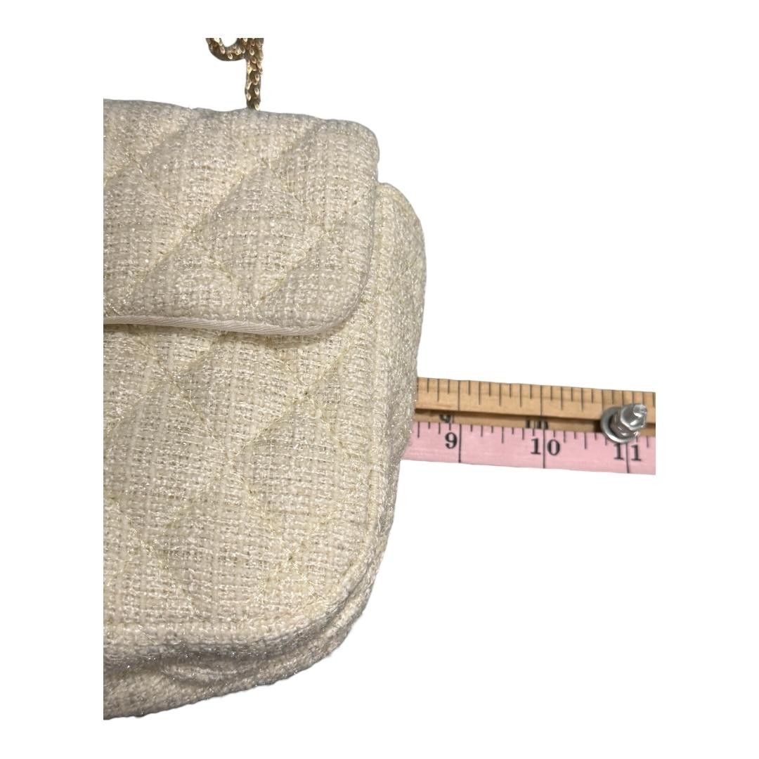 Forever 21 Crossbody Bag Purse Womens Small White Quilted Chain Strap Evening