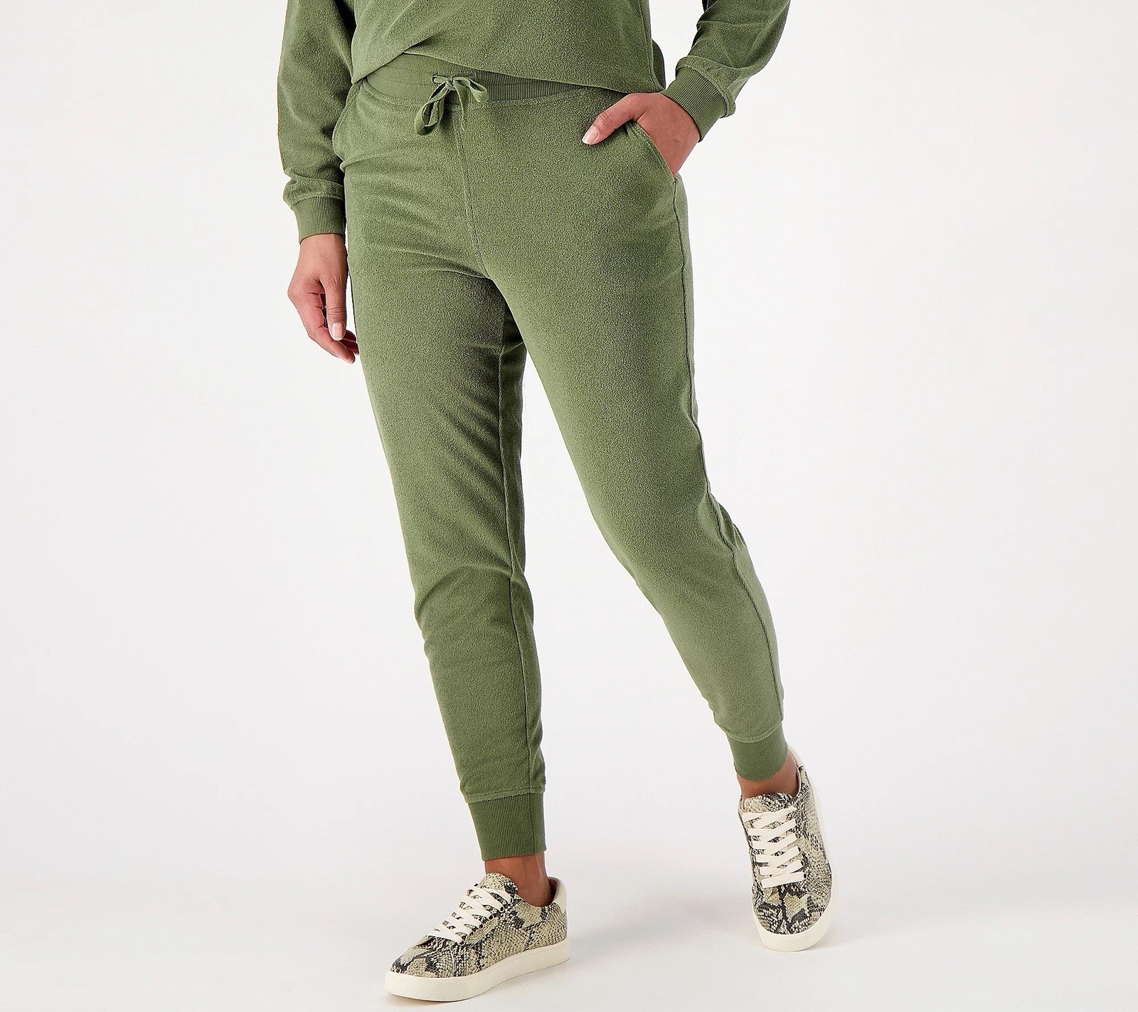 Encore By Idina Menzel Relaxed Terry Pull On Jogger Size 3XP Olive A596100