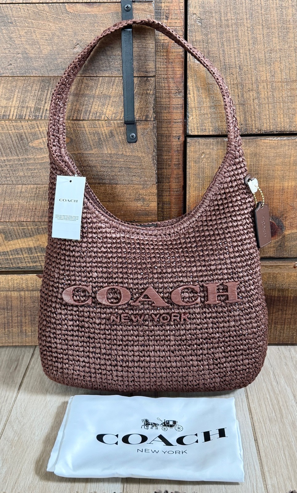 NEW ~ COACH Brooklyn Shoulder Bag 28 in Maple Brown #CDU75, NWT