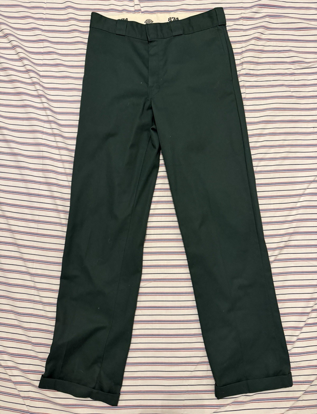 Dickies 874 Original Fit Green Workwear Pants Flat Front Straight Leg Pockets