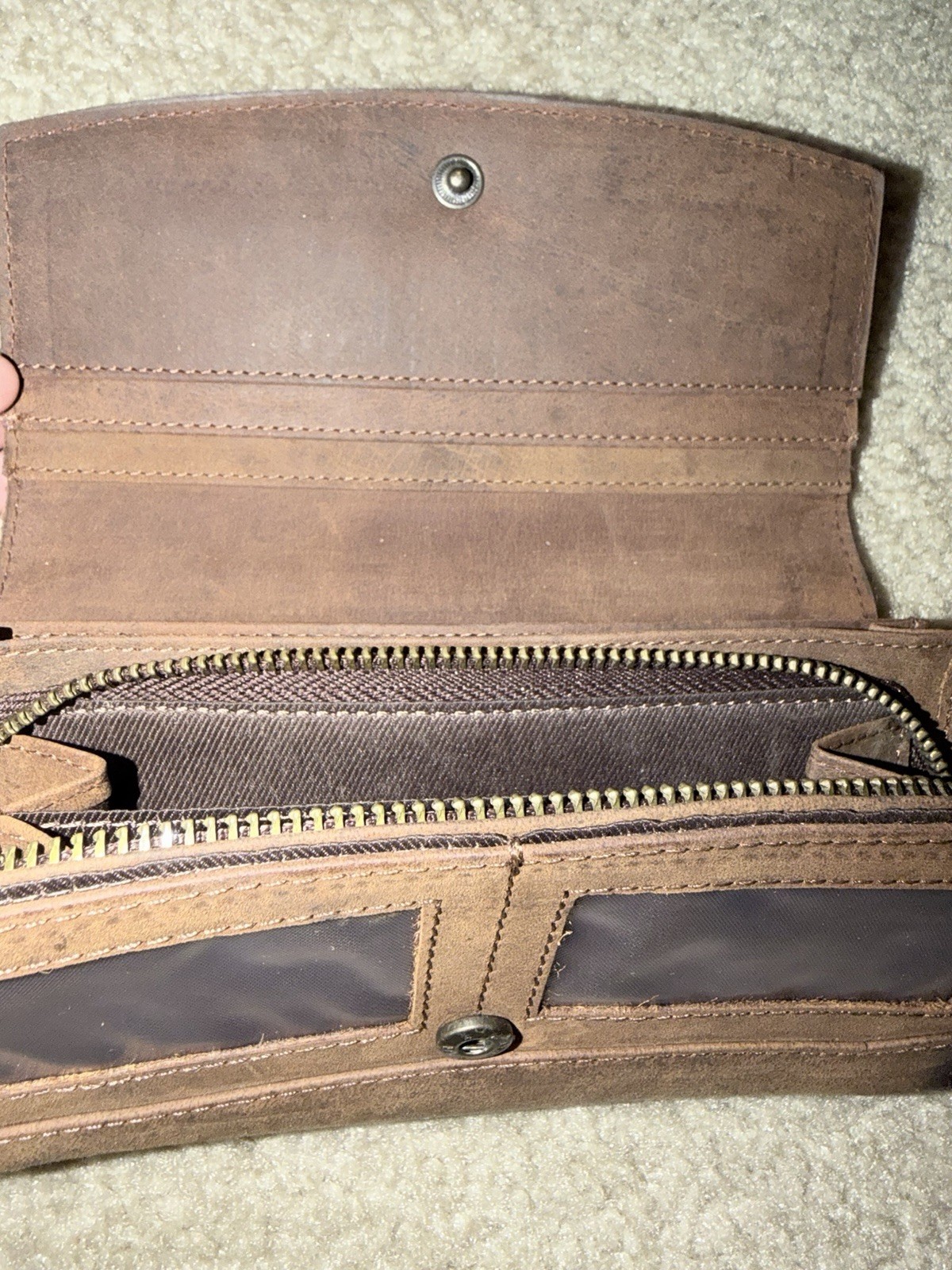STS Ranchwear Brown Fold-Over Wallet, Logo, Folding, Snap, Credit Card