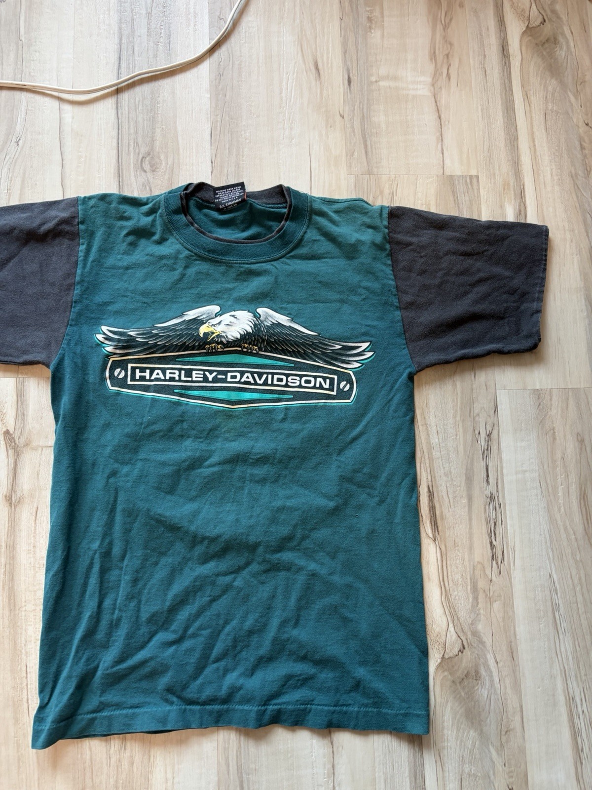 Vtg Harley Davidson Eagle & Lightning Biker T-Shirt 80s/90s Size M Made in USA