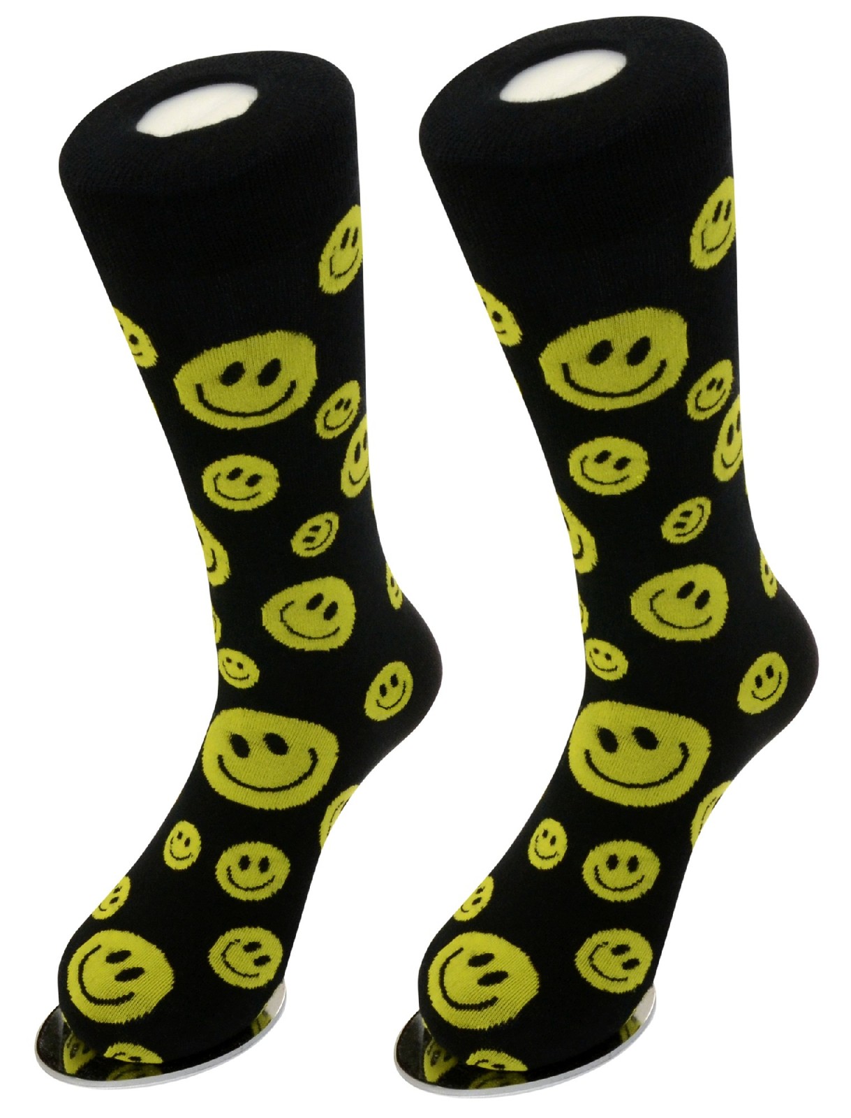 6 Pair of Biagio Men’s YELLOW SMILEY FACE Happy Faces Mens COTTON Dress SOCKS
