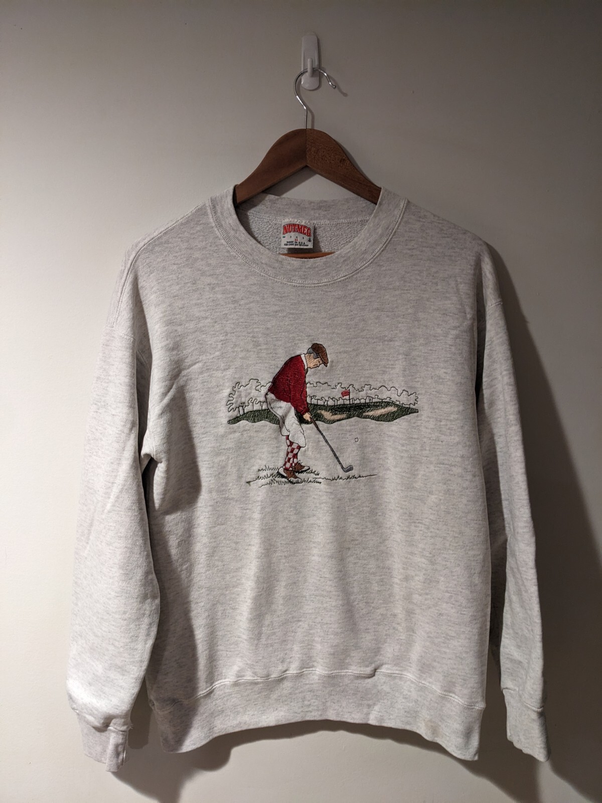 Vintage 90s Golf Swing American Sports Club Gray Medium Sweatshirt