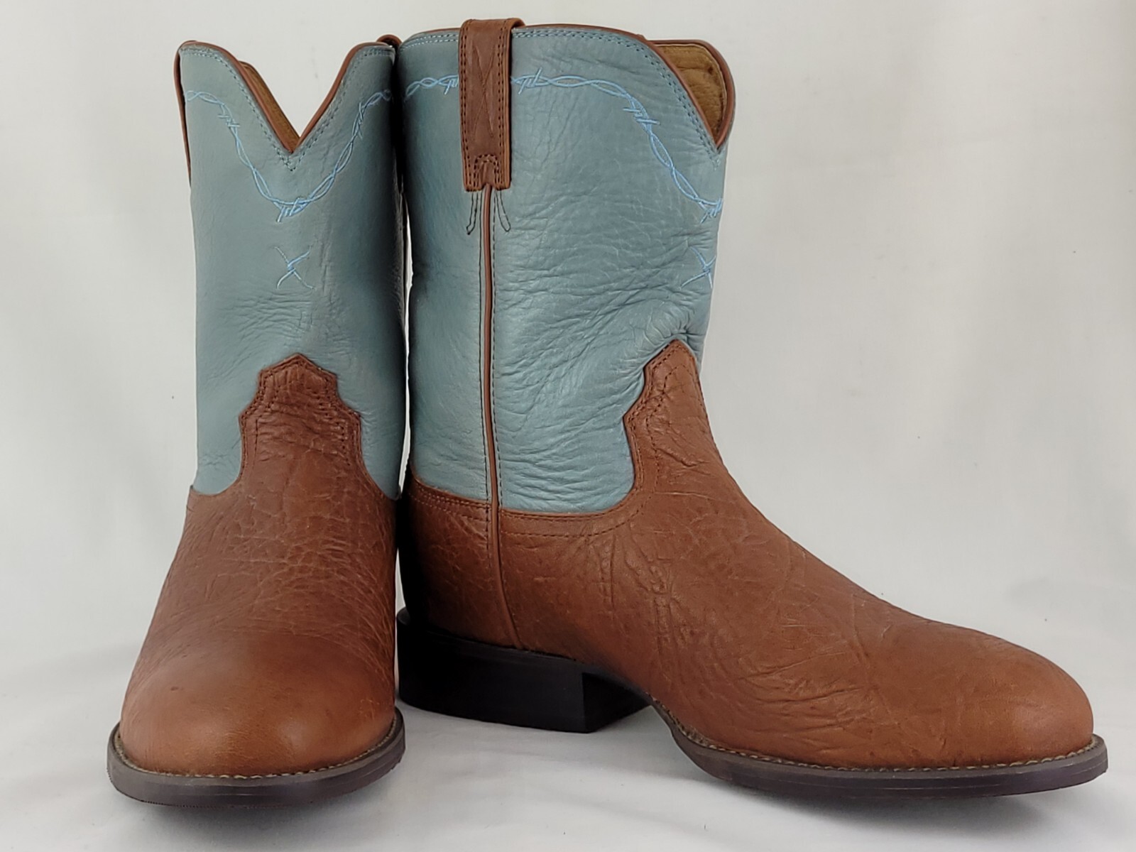 TWISTED X Brown Bullhide Blue Leather Western Cowboy Boots Mens 9.5 B (Narrow)