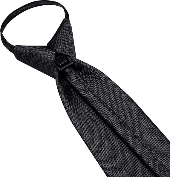 Zipper Ties for Men Solid Pre-Tied Tie with Tie Clip Extra Long Adjustable Neckt