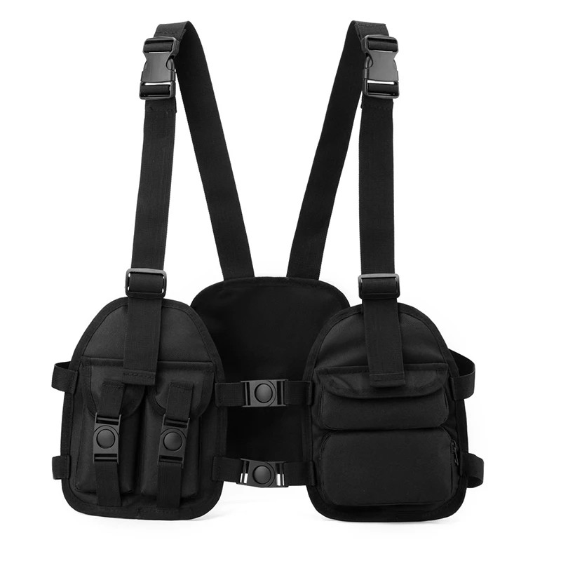 Functional Tactical Chest Bag Exercise Travel Vest Pack Oxford Cloth Vest Storag