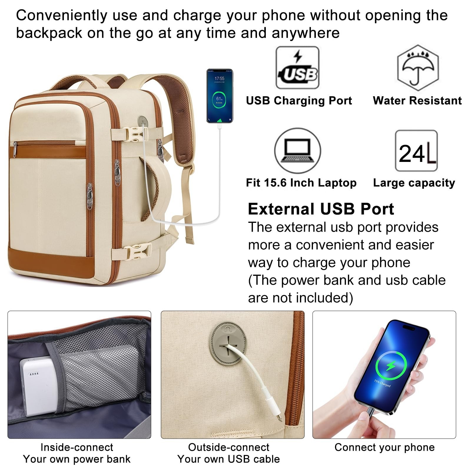 Airline Approved Travel Backpack for Women, 15.6″ Laptop Bag with Shoe Pouch, We