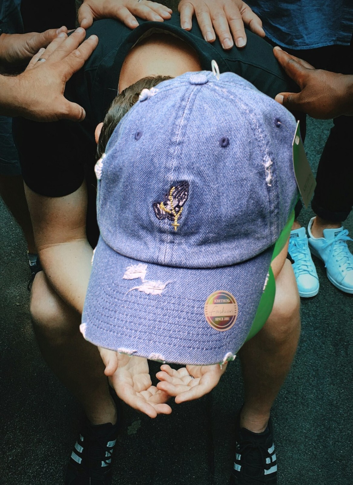 Kbethos Praying Hands Baseball Cap Strapback Hat Fashion Distressed NEW TAG