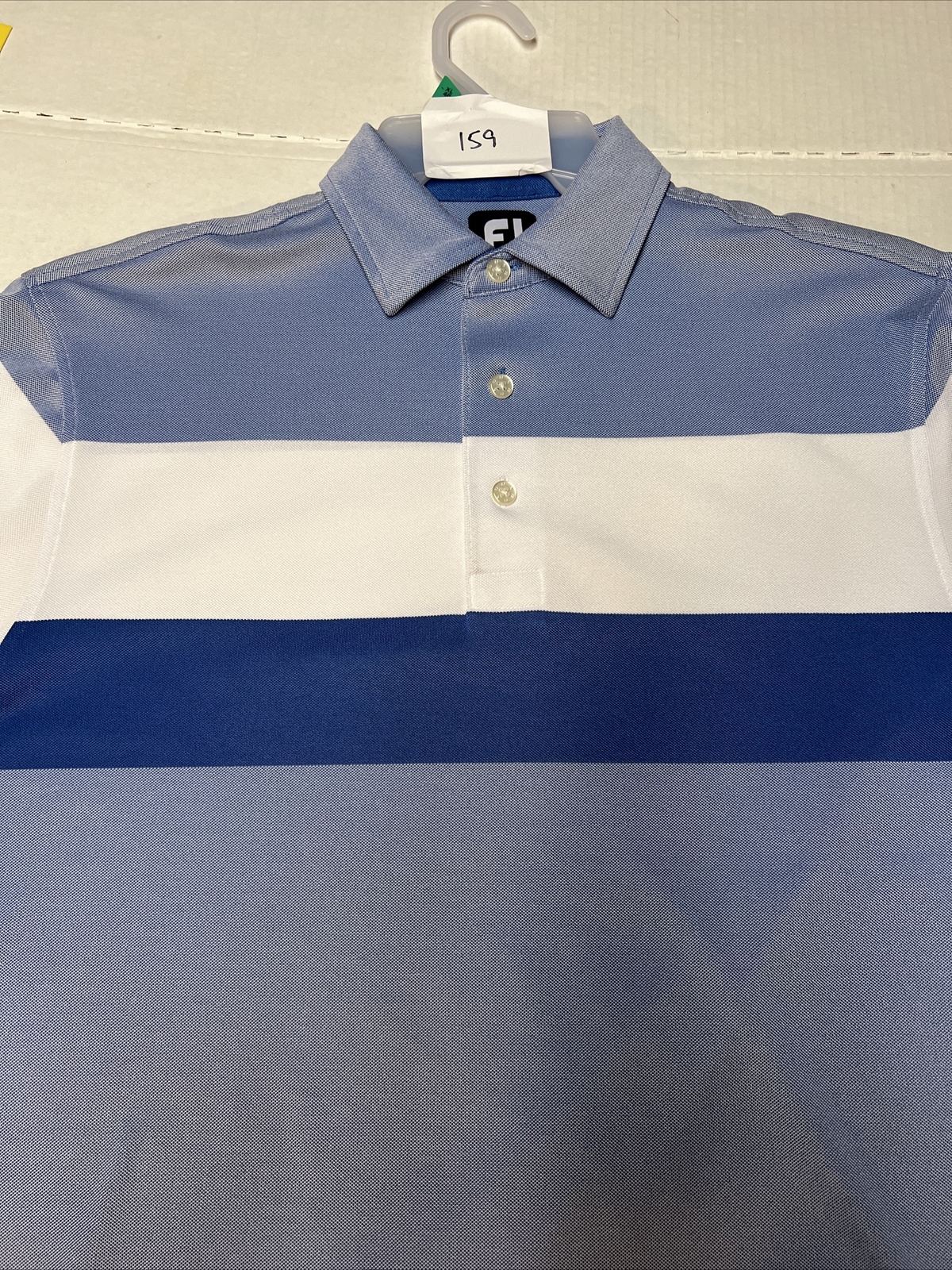 Footjoy Golf Polo Shirt Men’s Medium Striped Colorblock Greystone Course Preppy