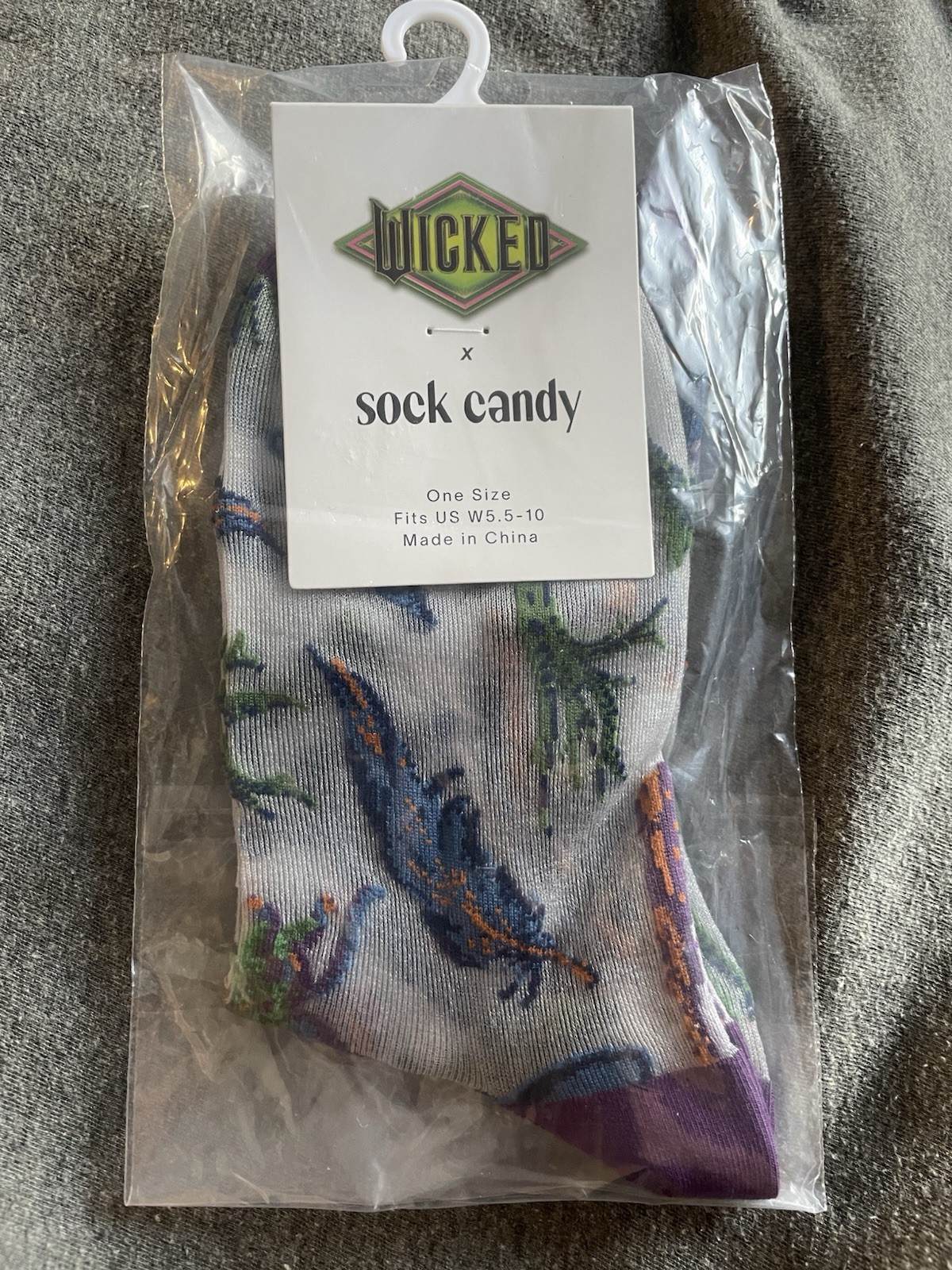 Wicked Elphaba’s Power Shimmer Sheer Crew Sock Brand Sock Candy Fits US W 5.5-10