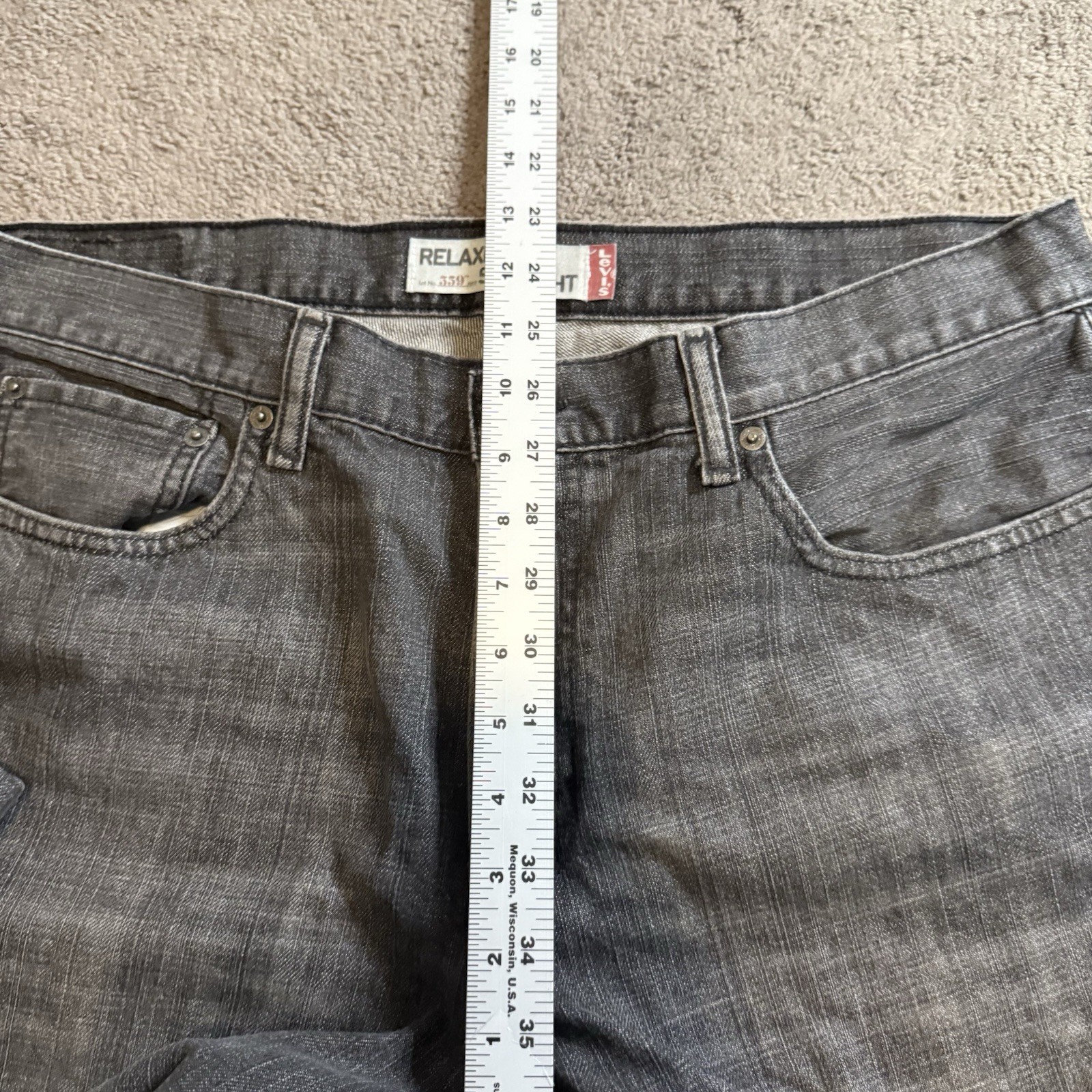 Levi’s 559 Relaxed Straight Charcoal Gray Jeans Men’s Meas. 36×28(tag36x30)