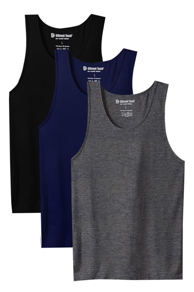 3 Pack Assorted Color Bamboo Rayon Men’s Undershirts Tank Tops A-shirts