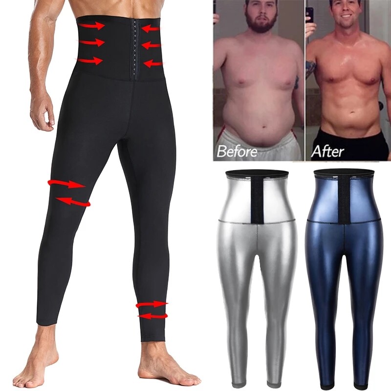 Men’s Sauna Pants Waist Trainer Body Shaper Sweat Slimming Yoga Leggings Gym Hot